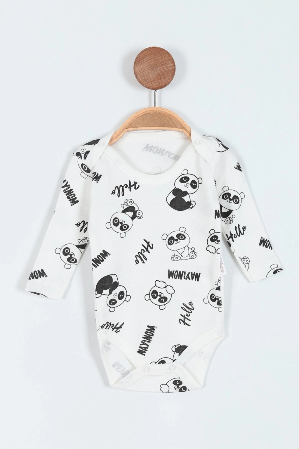 Panda Baskılı Uzun Kollu Erkek Bebe Badi