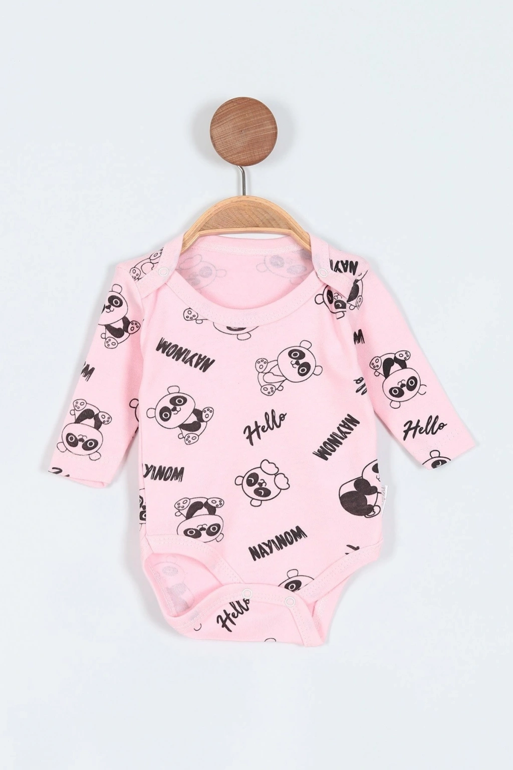 Panda Baskılı Uzun Kollu Erkek Bebe Badi