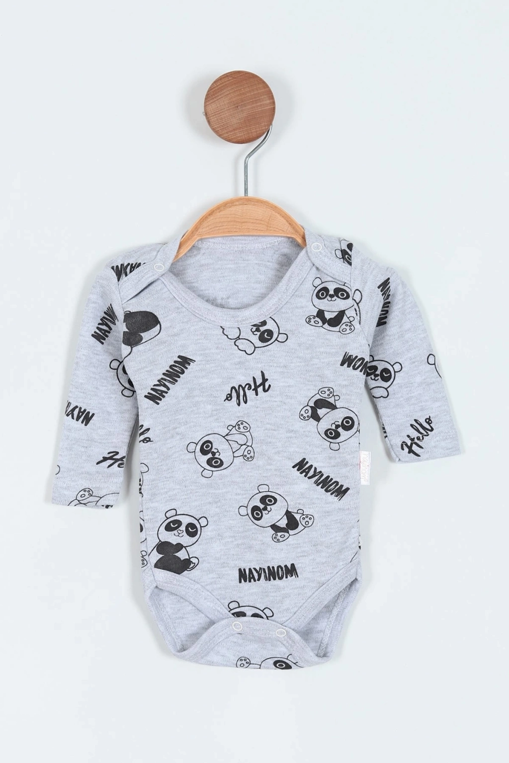 Panda Baskılı Uzun Kollu Erkek Bebe Badi