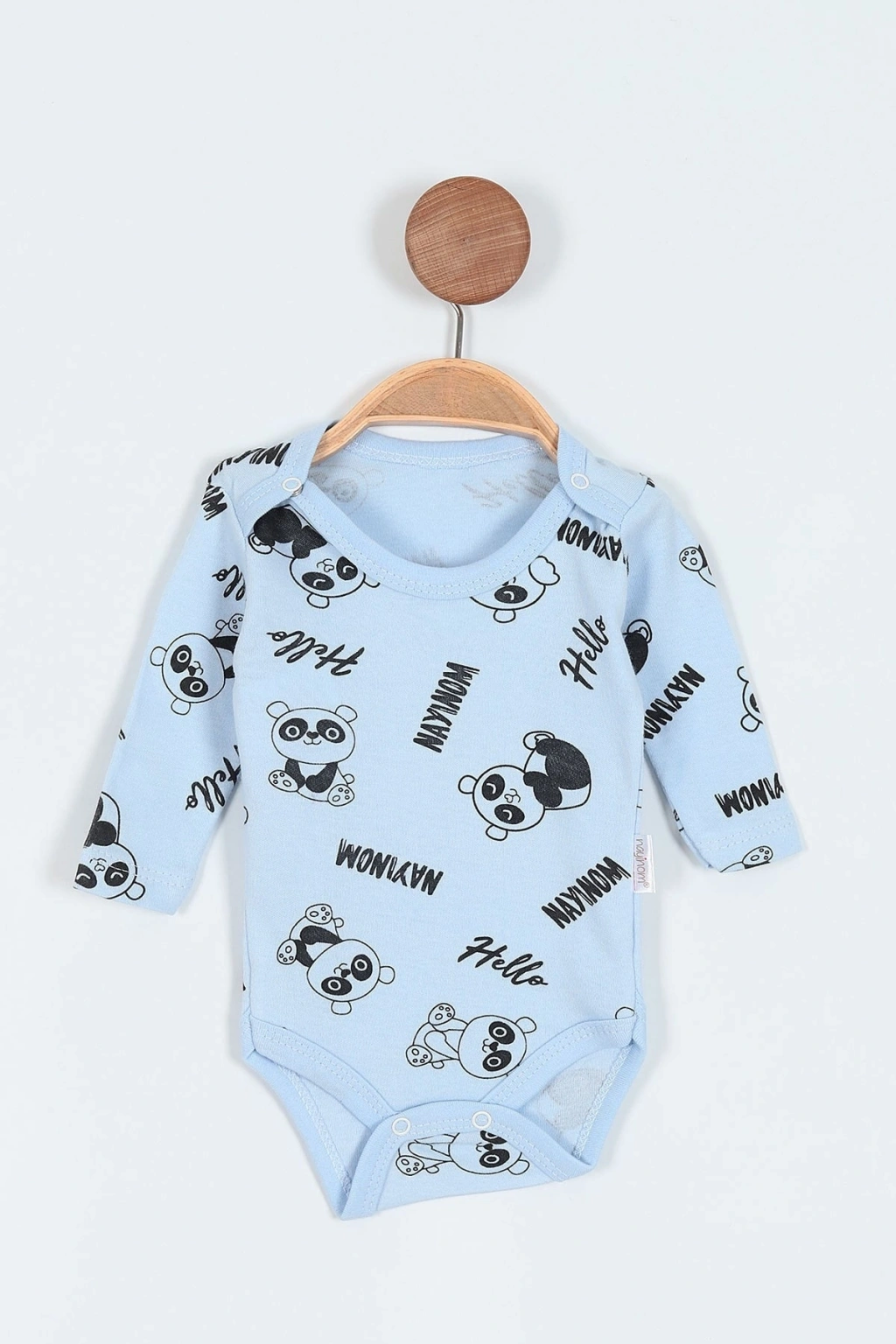 Panda Baskılı Uzun Kollu Erkek Bebe Badi