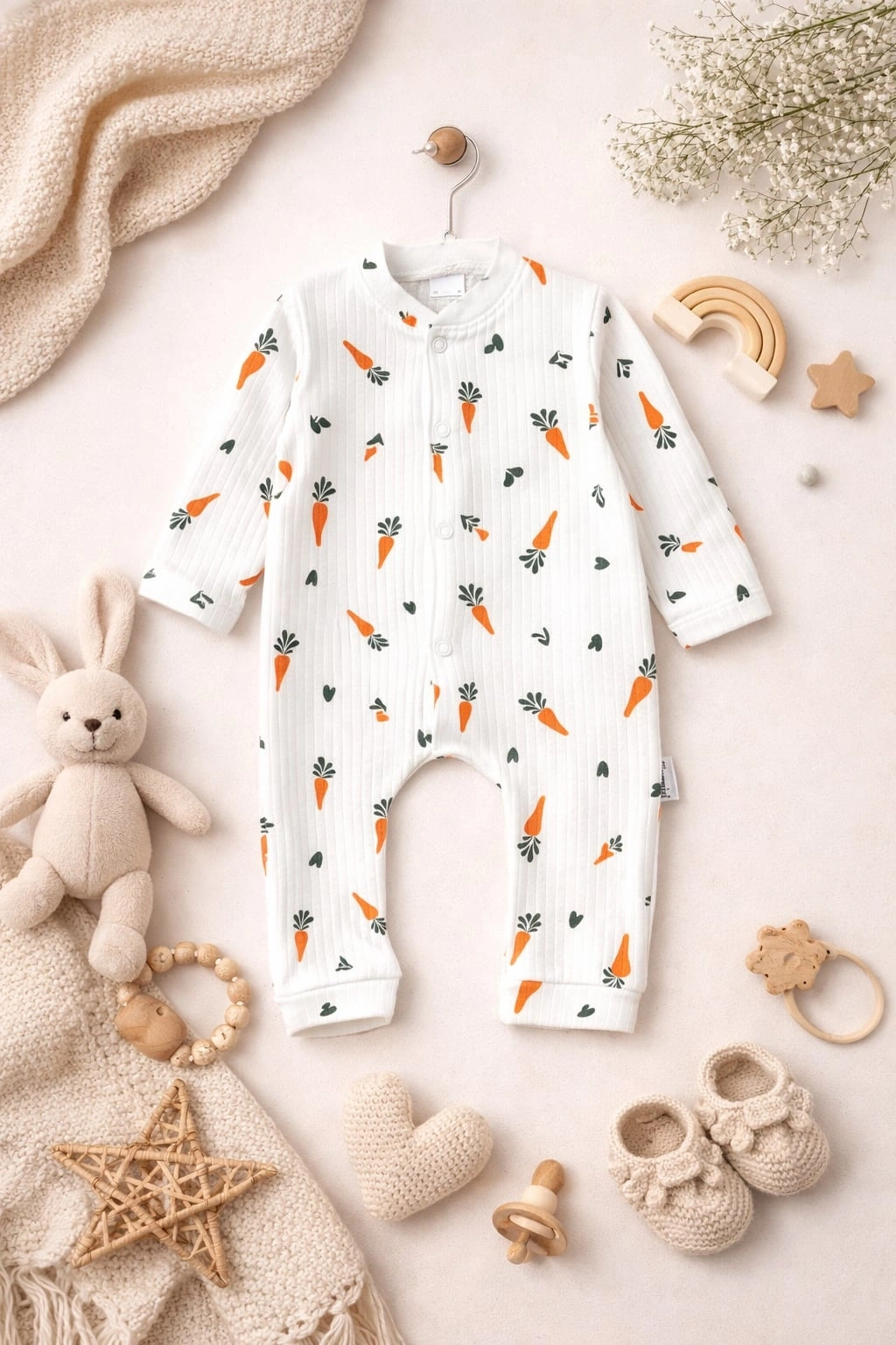 Süpermini Havuç Baskılı Raporlu Tulum