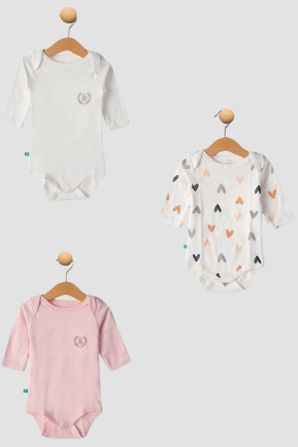 Uzun Kollu Çıtçıtlı 3lü Bebek Badi