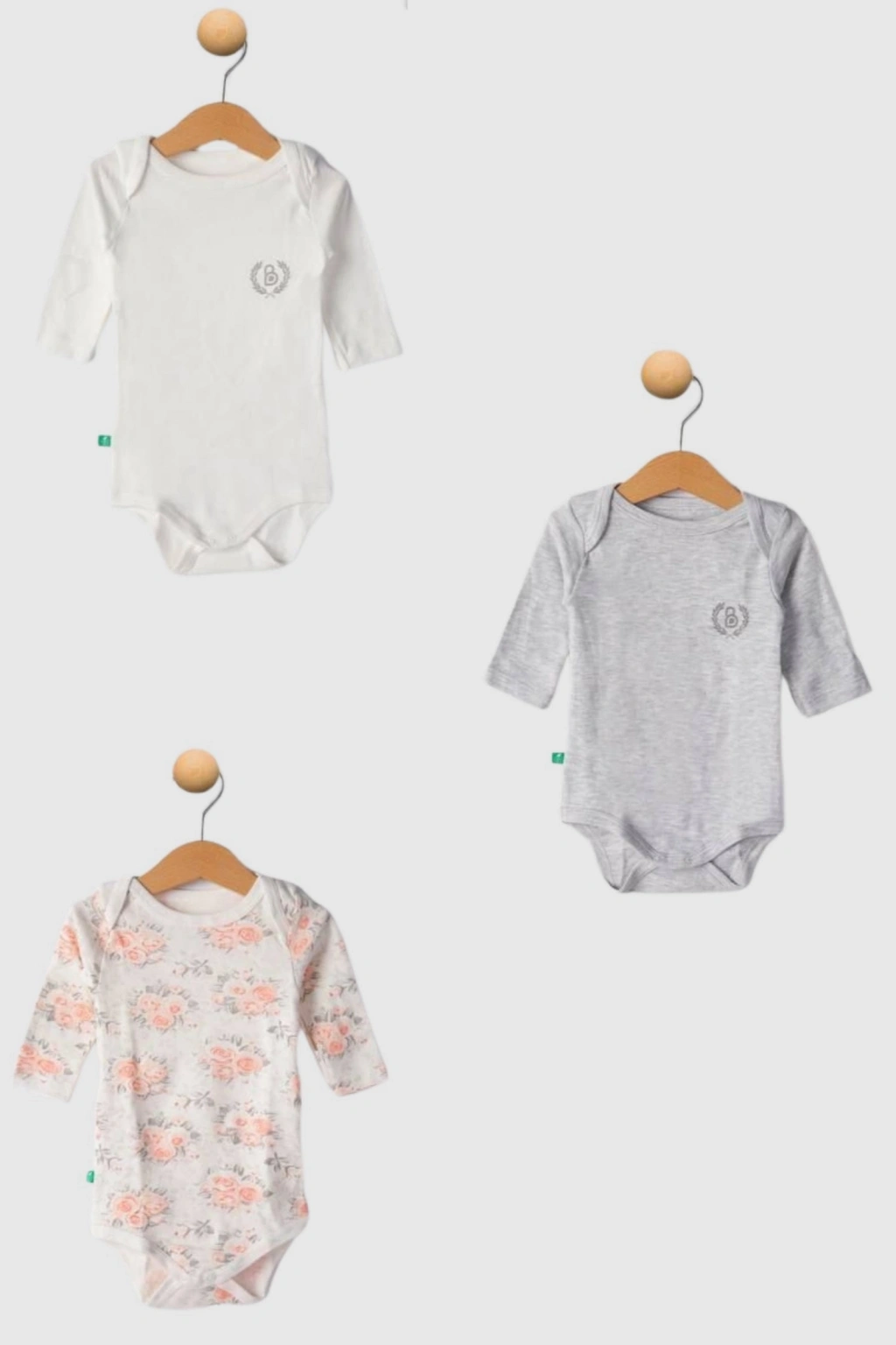 Uzun Kollu Çıtçıtlı 3lü Bebek Badi