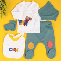 At Nakışlı 5li Erkek Bebek Takım