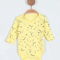 Ay Yıldız Baskılı Uzun Kollu Kız Bebe Badi