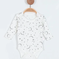 Ay Yıldız Baskılı Uzun Kollu Kız Bebe Badi