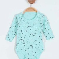 Ay Yıldız Baskılı Uzun Kollu Kız Bebe Badi