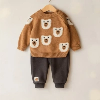 Ayıcık Desenli Triko 2li Bebek Takımı