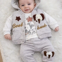 BabyHi Kalın Yelekli Hayvan Fiğürlü Bebek 3lü Takım