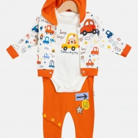 Beep Beep Baskılı 3lü Bebek Takımı