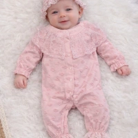 Begisa Çiçek Kabartmalı Şapkalı Bebek Tulum