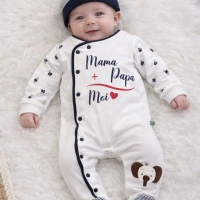 Begisa I Mom Dad Baskılı Erkek Bebek Tulum