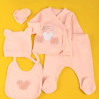 Beyaz Bebek Nakışlı Kız Bebe Takım