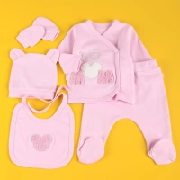 Beyaz Bebek Nakışlı Kız Bebe Takım