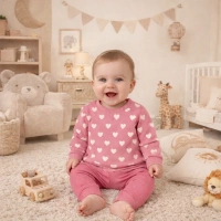 Cgs Kız bebek Kalp Baskılı Kız Bebek Takımı