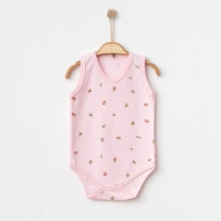 Çiçek Desenli Kolsuz Çıtçıtlı Bebek Badi