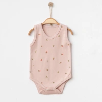 Çiçek Desenli Kolsuz Çıtçıtlı Bebek Badi