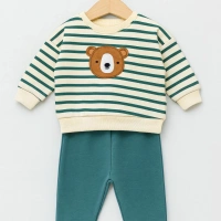 Çizgili Ayı Baskılı Bebek Takımı