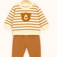 Çizgili Ayı Baskılı Bebek Takımı
