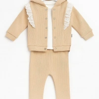 Dantel Detaylı 3lü Bebek Takımı