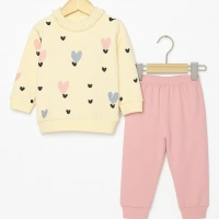 Fırfırlı Kalpli Kız Bebek Takım