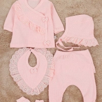 Fırfırlı Papyonlu 5li Kız Çocuk Takım