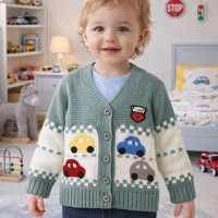 GogoBici Erkek Bebek & Çocuk Arabalı Triko Hırka