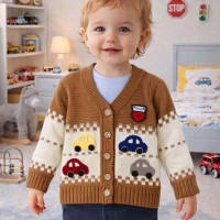 GogoBici Erkek Bebek & Çocuk Arabalı Triko Hırka