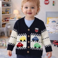 GogoBici Erkek Bebek & Çocuk Arabalı Triko Hırka