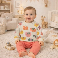 Gonca Bebe Bal Kabağı Desenli Kız Bebek Takımı