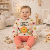 Gonca Bebe Çiçek Baskılı Penye Kız Bebek Takımı