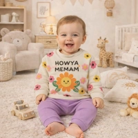 Gonca Bebe Çiçek Baskılı Penye Kız Bebek Takımı