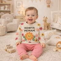 Gonca Bebe Çiçek Baskılı Penye Kız Bebek Takımı