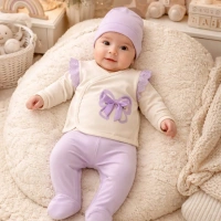 Gonca Bebe Fiyonklu 3lü Kız Zıbın Seti