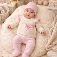 Gonca Bebe Fiyonklu 3lü Kız Zıbın Seti