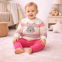 Gonca Bebe    Sevimli Tavşan Baskılı Bebek Takımı