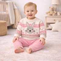 Gonca Bebe    Sevimli Tavşan Baskılı Bebek Takımı