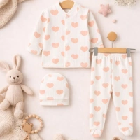 Gonca Kalp Baskılı 3 Parça Yenidoğan Set