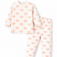 Gonca Kalp Baskılı Kız Bebek Pijama Takımı