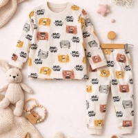 Gonca Kedi Kafa Baskılı Erkek Bebek Pijama Takımı