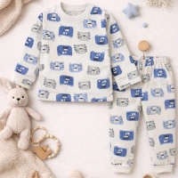 Gonca Kedi Kafa Baskılı Erkek Bebek Pijama Takımı