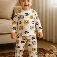 Gonca Kedi Kafa Baskılı Erkek Bebek Pijama Takımı