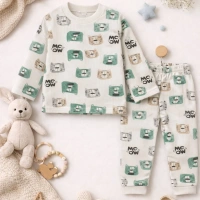 Gonca Kedi Kafa Baskılı Erkek Bebek Pijama Takımı