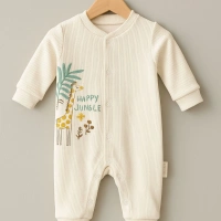 Happy Jungle Baskılı Bebek Tulumu