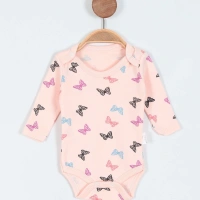 Kelebek Baskılı Uzun Kollu Kız Bebe Badi