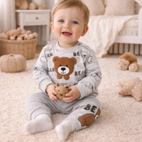 Mini Mundo Bear Baskılı Erkek Bebek Takımı