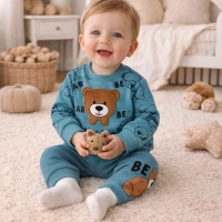 Mini Mundo Bear Baskılı Erkek Bebek Takımı