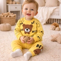 Mini Mundo Bear Baskılı Erkek Bebek Takımı