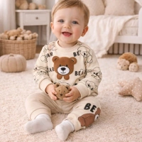 Mini Mundo Bear Baskılı Erkek Bebek Takımı