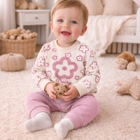 Mini Mundo Çiçek Nakışlı Daisy Kız Bebek Takımı